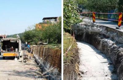 Intersecția de pe strada Răzoare din Florești, în plin proces de modernizare