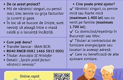 Asociația Sf. Hristofor organizează acțiunea caritabilă „Fiți Lumina și căldura vârstnicilor”