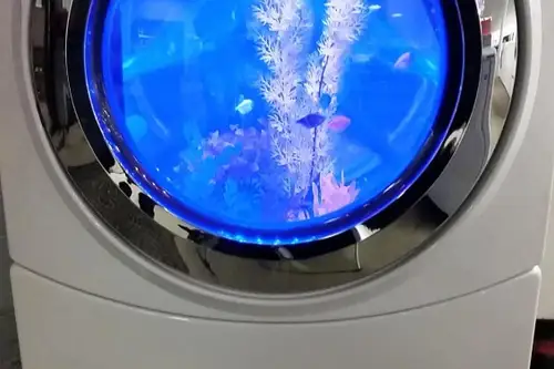 Design inedit: masina de spalat transformata in acvariu