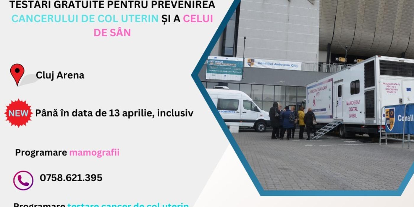 Testarea pentru depistarea cancerului de col uterin și cel de sân se va prelungi până pe 13 aprilie, la Cluj Arena