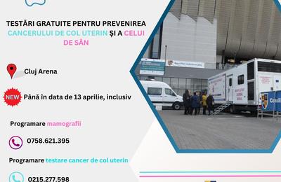 Testarea pentru depistarea cancerului de col uterin și cel de sân se va prelungi până pe 13 aprilie, la Cluj Arena
