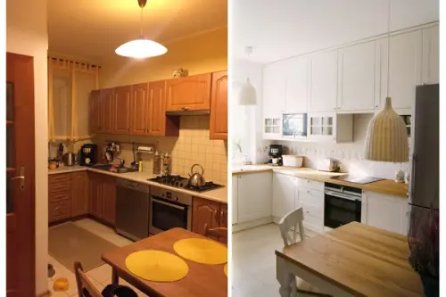 O reamenajare cu stil pentru o bucatarie de 8 mp foto inainte si dupa