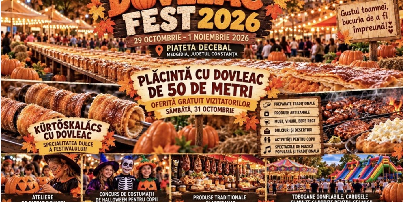 Un festin al toamnei de 50 de metri în Piațeta Decebal. Medgidia dă startul la Dovleac Fest 2026