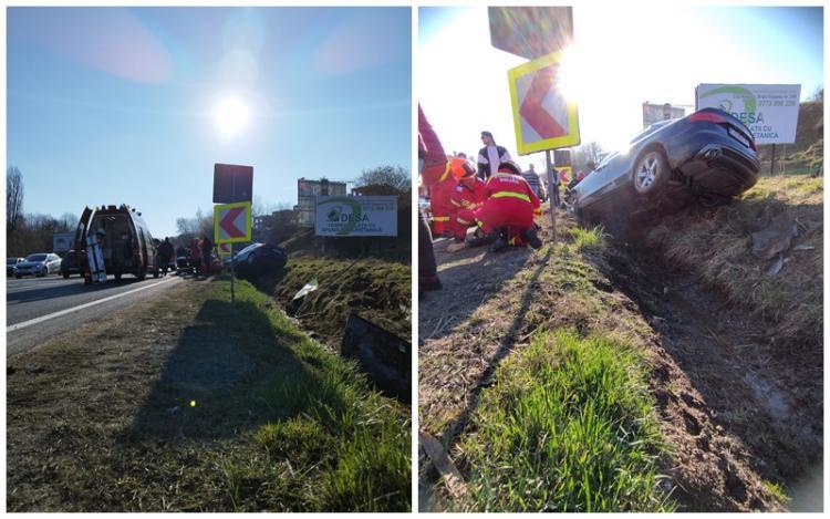 Un autoturism s-a răsturnat pe Calea Turzii