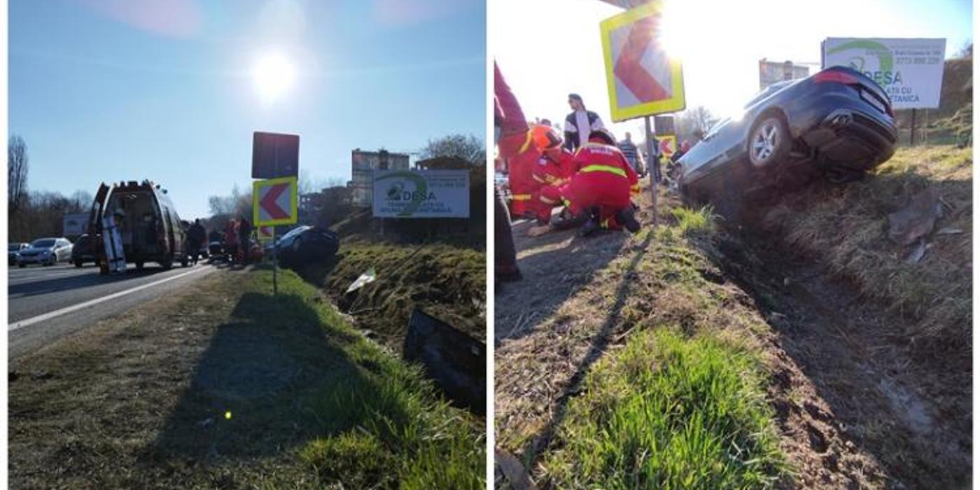 Un autoturism s-a răsturnat pe Calea Turzii