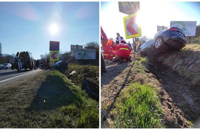 Un autoturism s-a răsturnat pe Calea Turzii