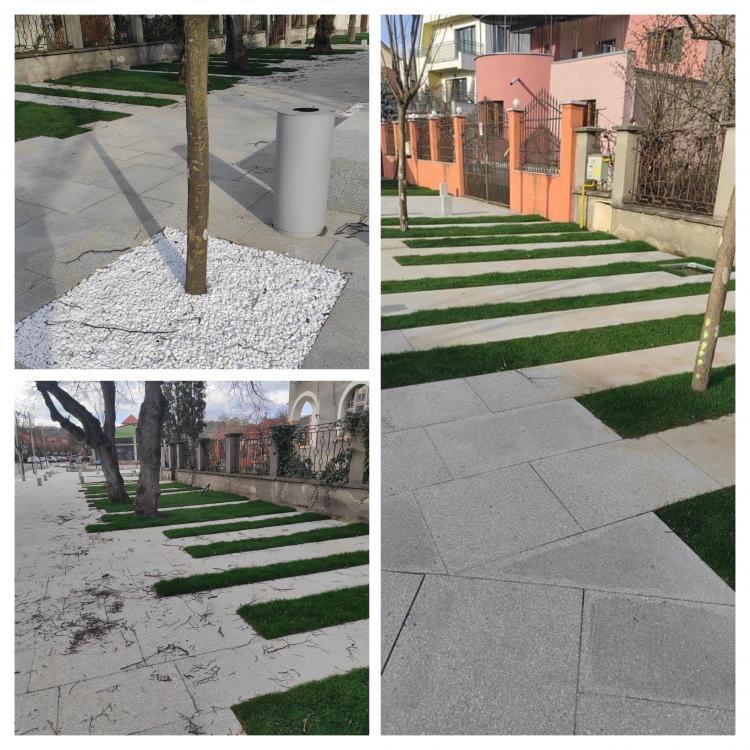 Spațiul verde de pe strada Sigismund Toduță a fost decorat cu piatră