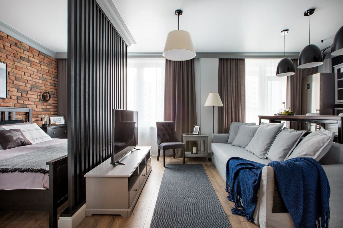 Apartament de 48 mp amenajat in note masculine