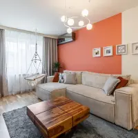 Apartament modern de 52 mp amenajat in culori naturale si accente puternice