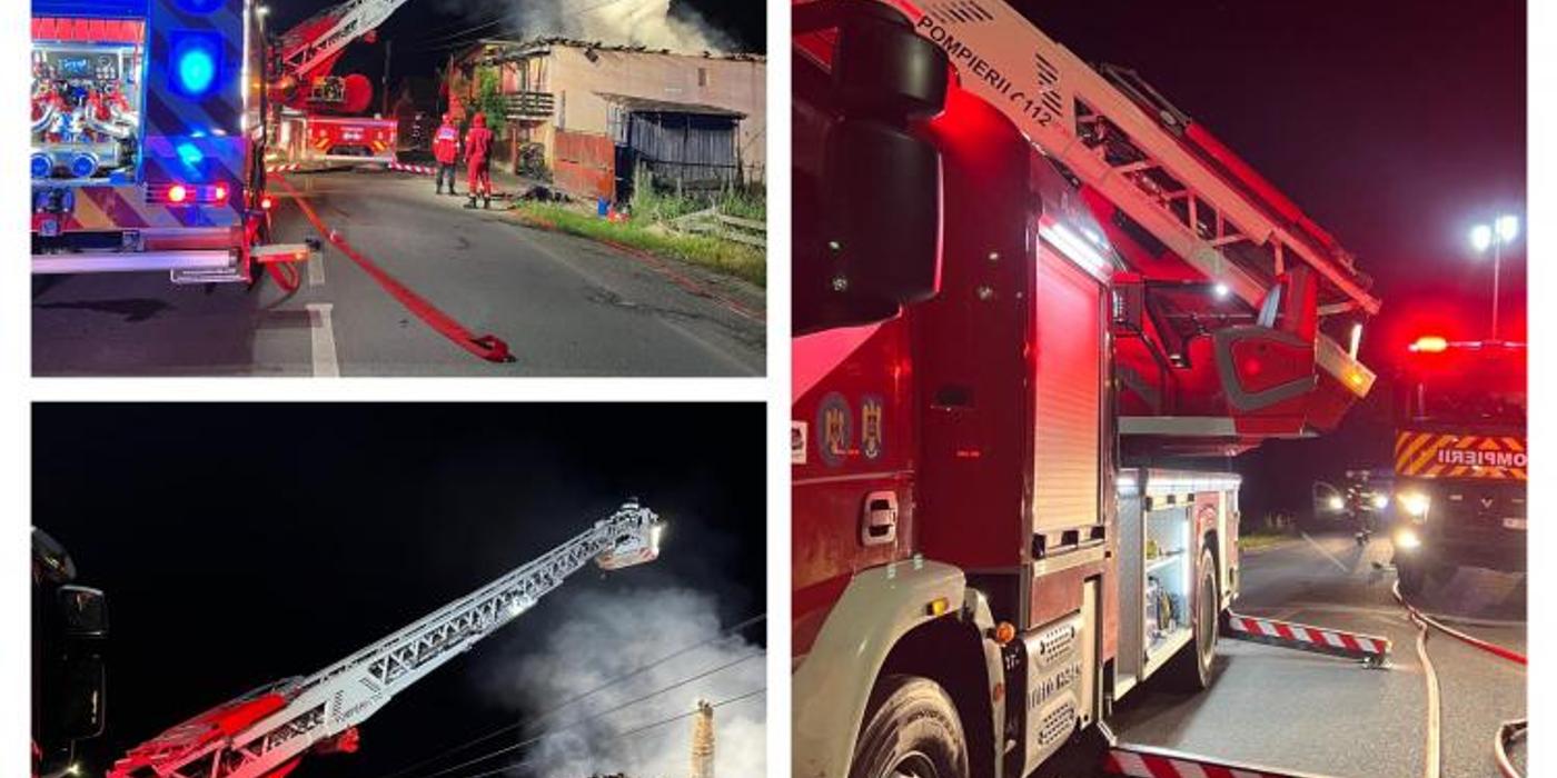 Incendiu puternic, în noaptea de miercuri spre joi, la o casa din Vultureni, județul Cluj