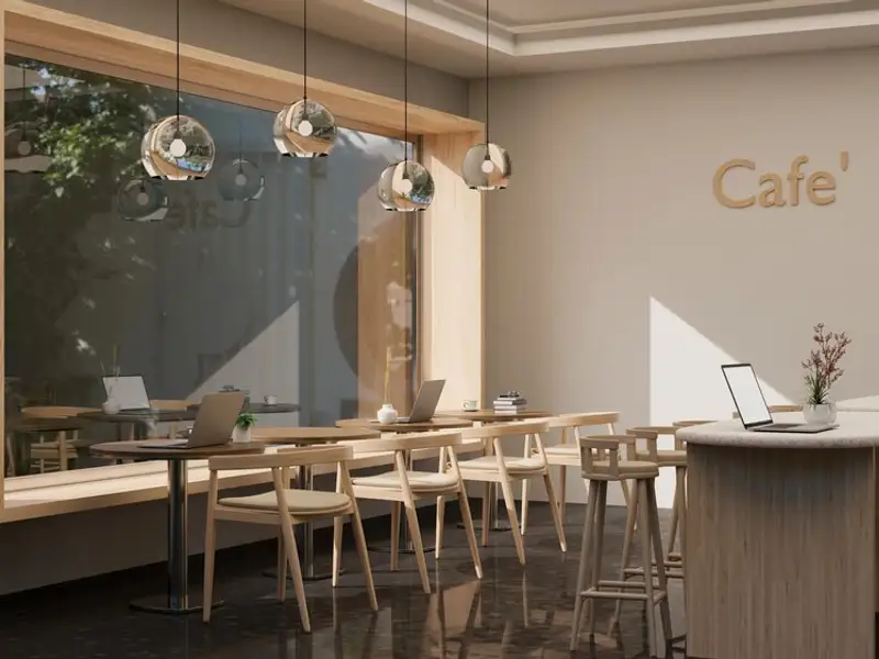 Amenajarea unei cafenele în stil japandi