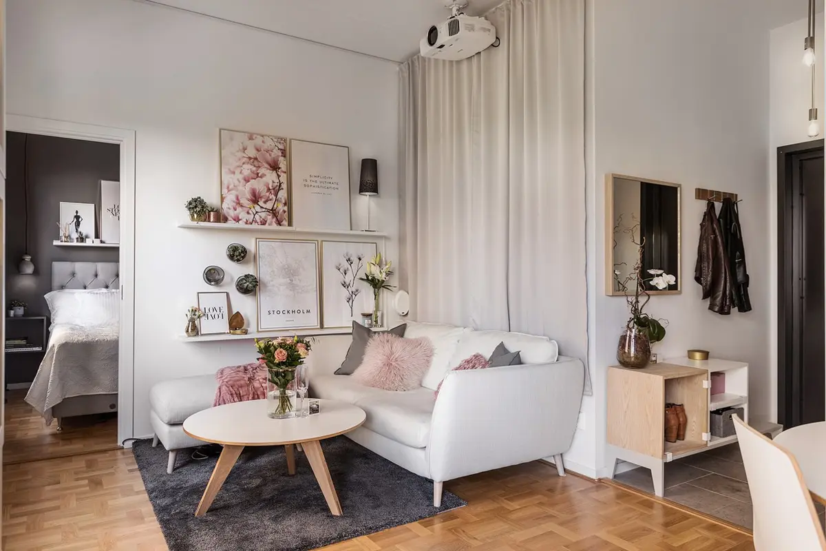 Tușe feminine in amenajarea unui apartament de 36 mp