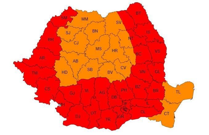 Județul Cluj, în continuare sub cod portocaliu de caniculă