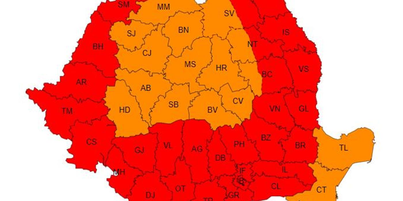 Județul Cluj, în continuare sub cod portocaliu de caniculă