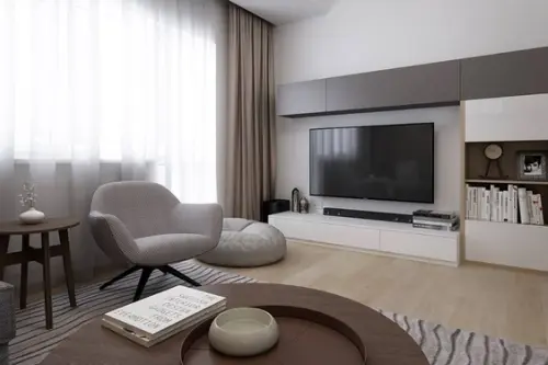 Amenajare de living cu bucatarie integrata