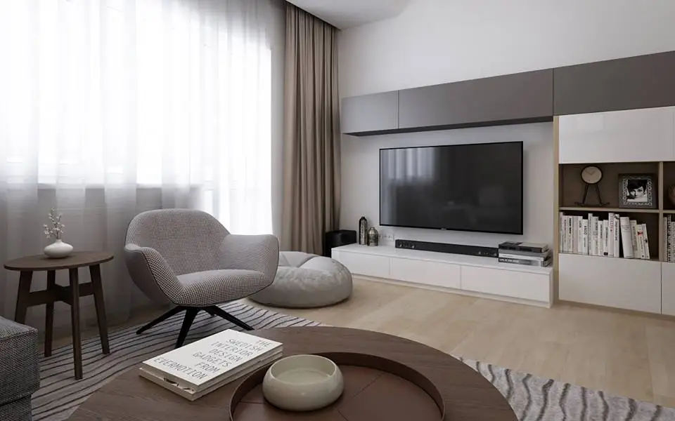 Amenajare de living cu bucatarie integrata