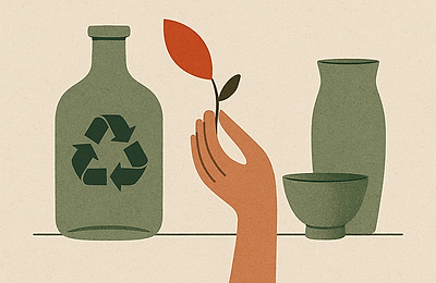 Accesorii din sticlă reciclată – textură și sustenabilitate