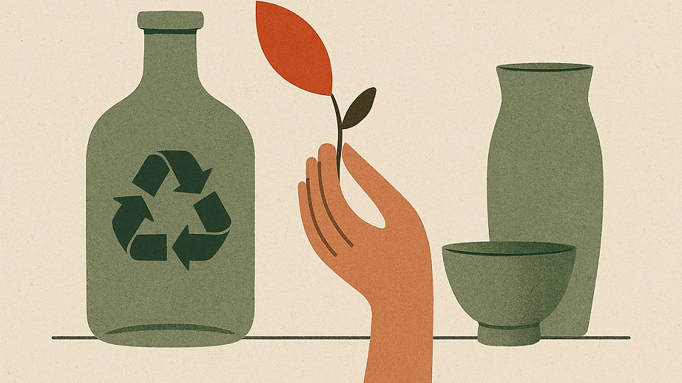 Accesorii din sticlă reciclată – textură și sustenabilitate