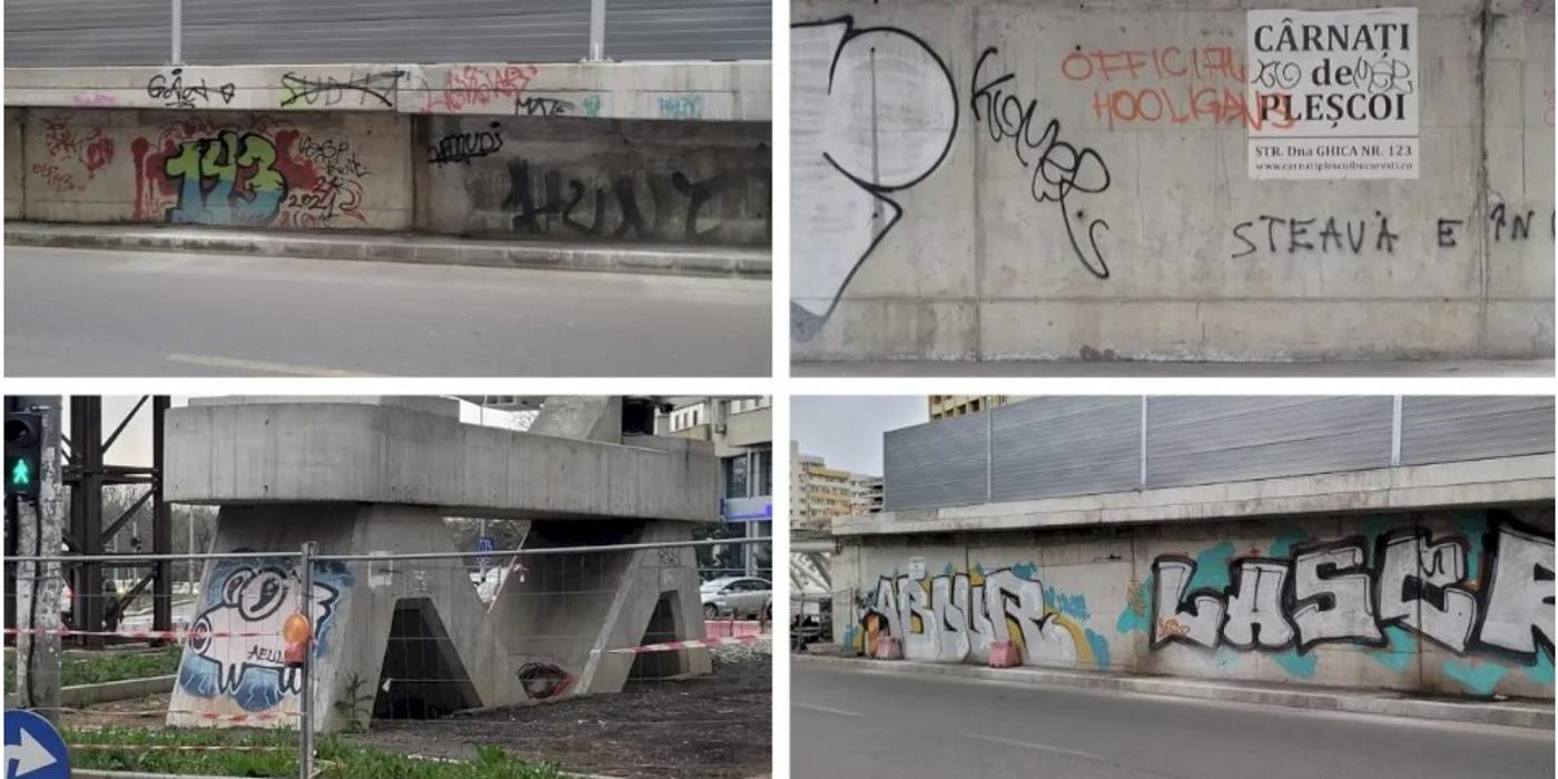 Oamenii deja au început să măzgălească Pasajul Doamna Ghica care nici nu a fost finalizat