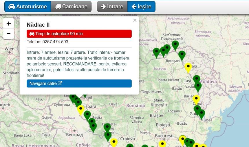 Aglomeraţie în mai multe puncte de trecere a frontierei de pe graniţa cu Ungaria. La Nădlac II, Borş şi Urziceni autoturismele aşteaptă 90 de minute pentru a ieşi din ţară