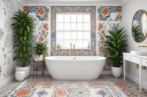 Plăci ceramice cu modele geometrice sau florale: un strop de artă în baia ta