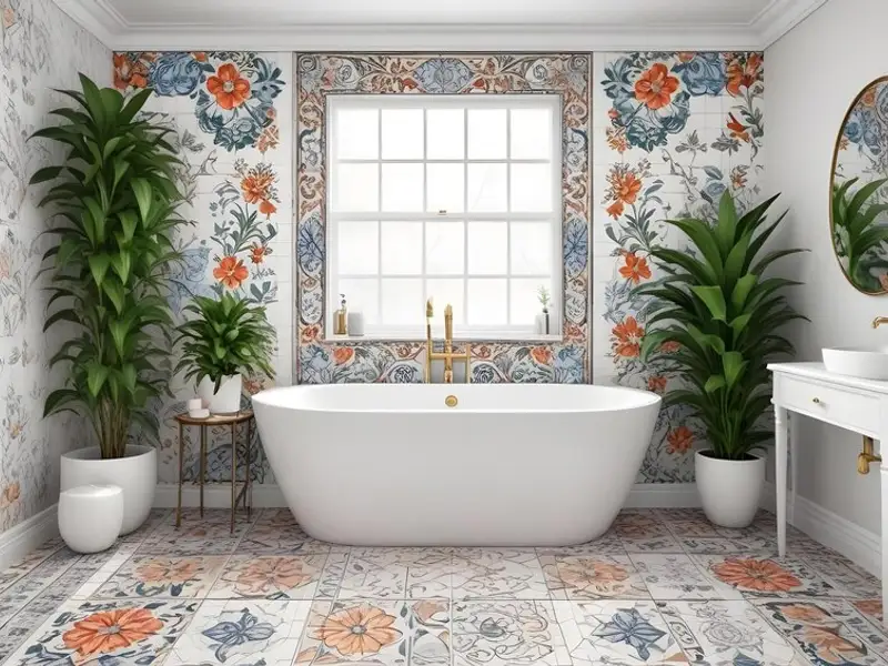 Plăci ceramice cu modele geometrice sau florale: un strop de artă în baia ta
