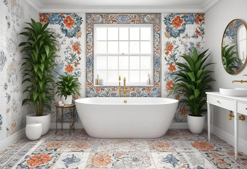 Ceramic Tiles with Geometric or Floral Patterns: A Touch of Art for Your Bathroom