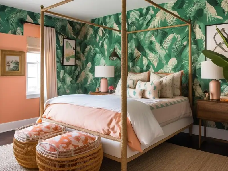 Stilul Memphis în amenajarea dormitorului- viață și culoare