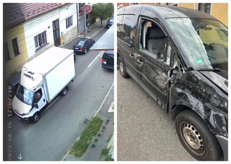 Șoferul unei dube a lovit mai multe mașini pe strada Magaziei din cartierul Gruia din Cluj-Napoca