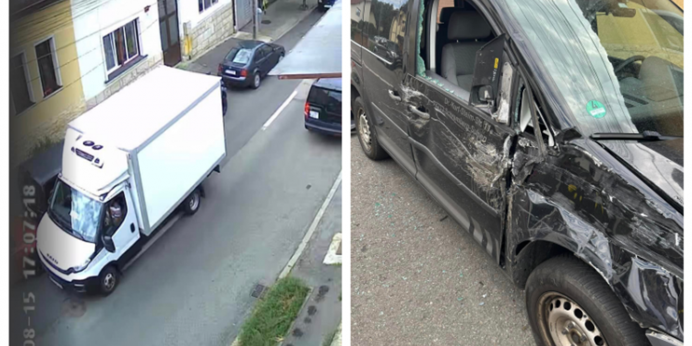 Șoferul unei dube a lovit mai multe mașini pe strada Magaziei din cartierul Gruia din Cluj-Napoca