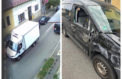 Șoferul unei dube a lovit mai multe mașini pe strada Magaziei din cartierul Gruia din Cluj-Napoca