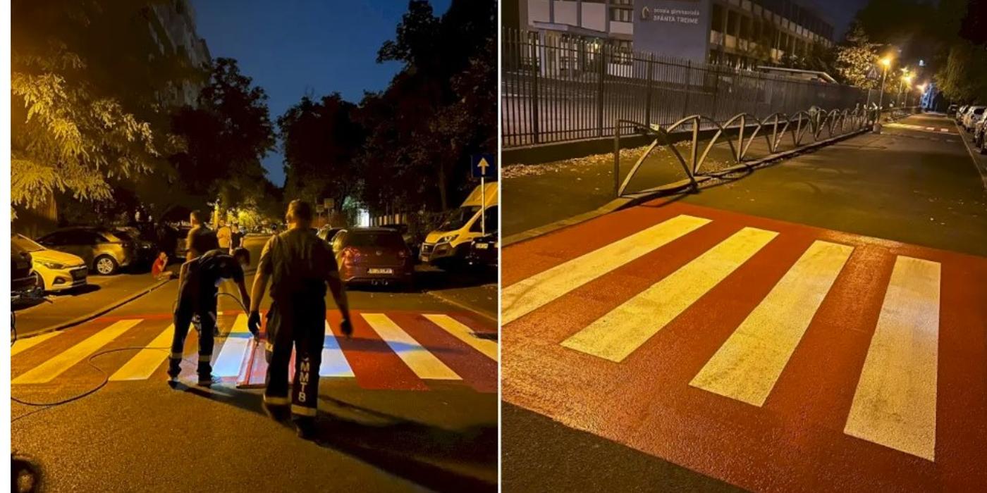 Se lucrează intens! Zeci de treceri de pietoni din Sectorul 6 vor fi marcate până la începutul noului an școlar