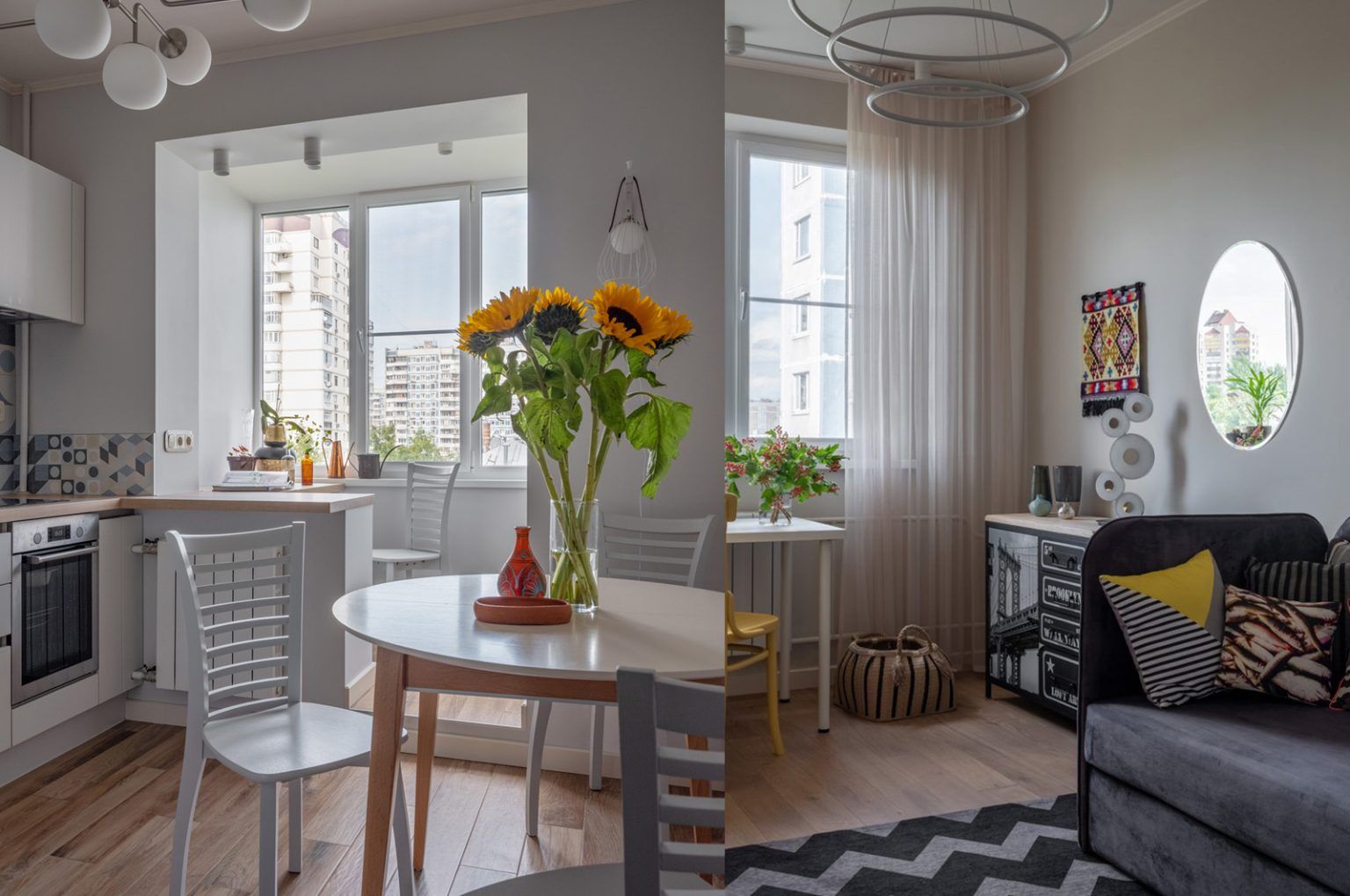 3 camere, 65 de metri patrati si un joc ingenios de texturi si culori