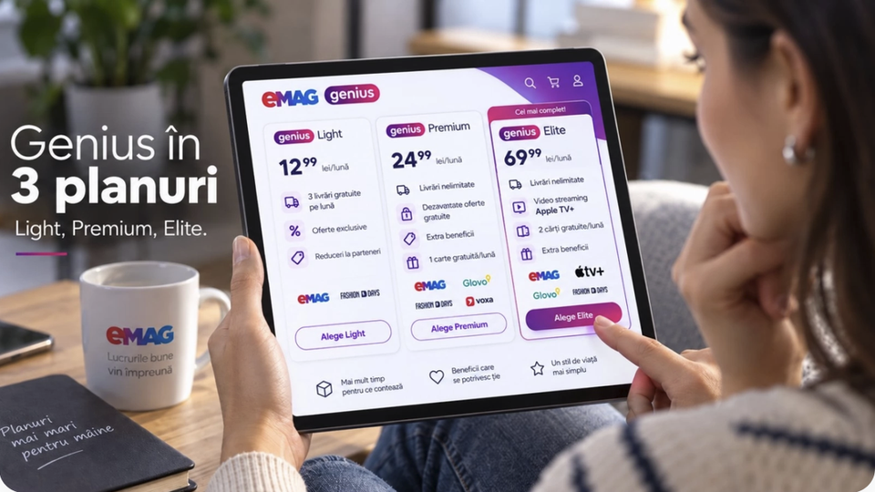 Adio, Genius la 99 de lei: eMAG sparge abonamentul în 3 planuri și aduce Apple TV+ la pachet