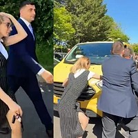 Simion a fugit prin spate de românii din Londra după 10 minute. Mașina lui era să calce un om