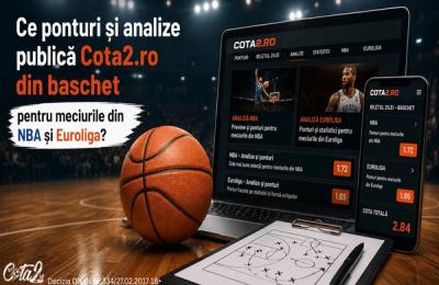 Ce ponturi și analize publică Cota2.ro din baschet pentru meciurile din NBA și Euroliga?
