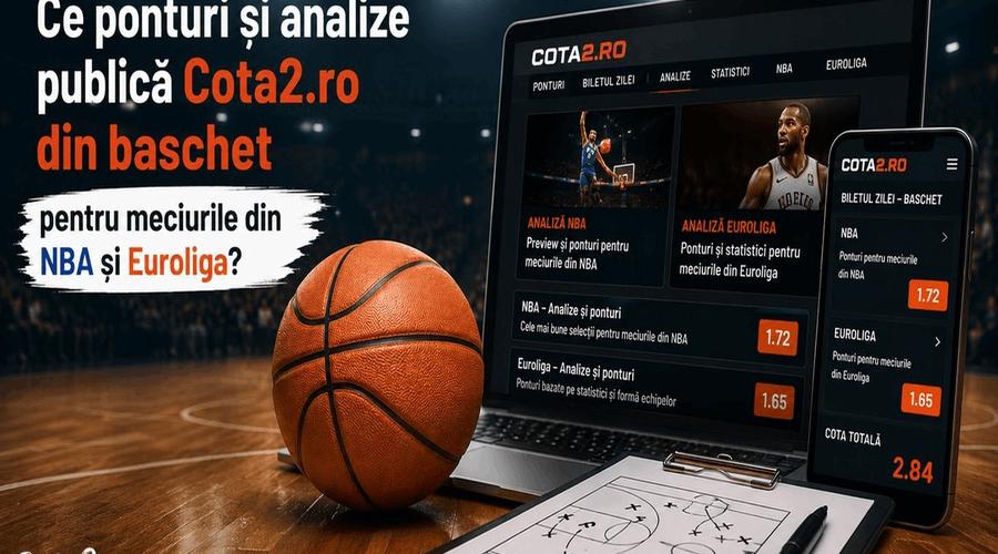 Ce ponturi și analize publică Cota2.ro din baschet pentru meciurile din NBA și Euroliga?