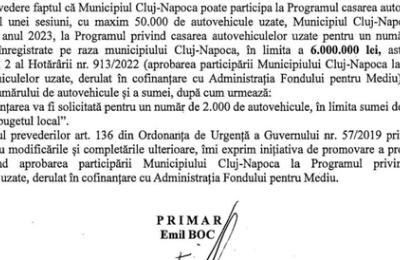 Administrația locală clujeană vrea să caseze în 2023 un număr mai mare de mașini uzate deținute de către clujeni