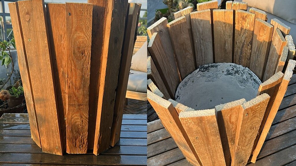Ghiveci de lemn DIY din paleți reciclați și găleată de construcții: Proiect eco-friendly pentru grădina sau terasa ta