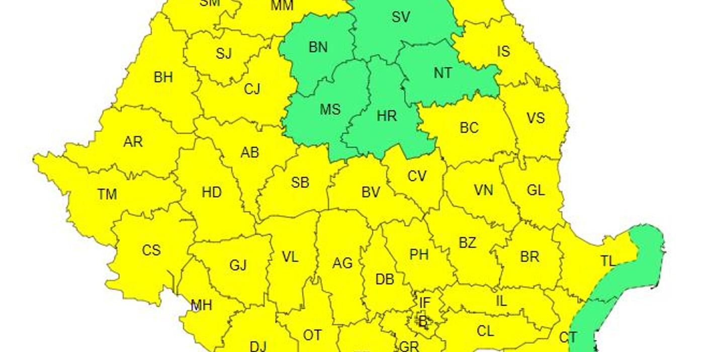 Cod galben de caniculă și disconfort termic în aproape toate județele țării. Cluj se află printre ele