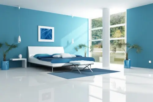 Dormitorul decorat in culoarea albastra ofera un somn mai odihnitor