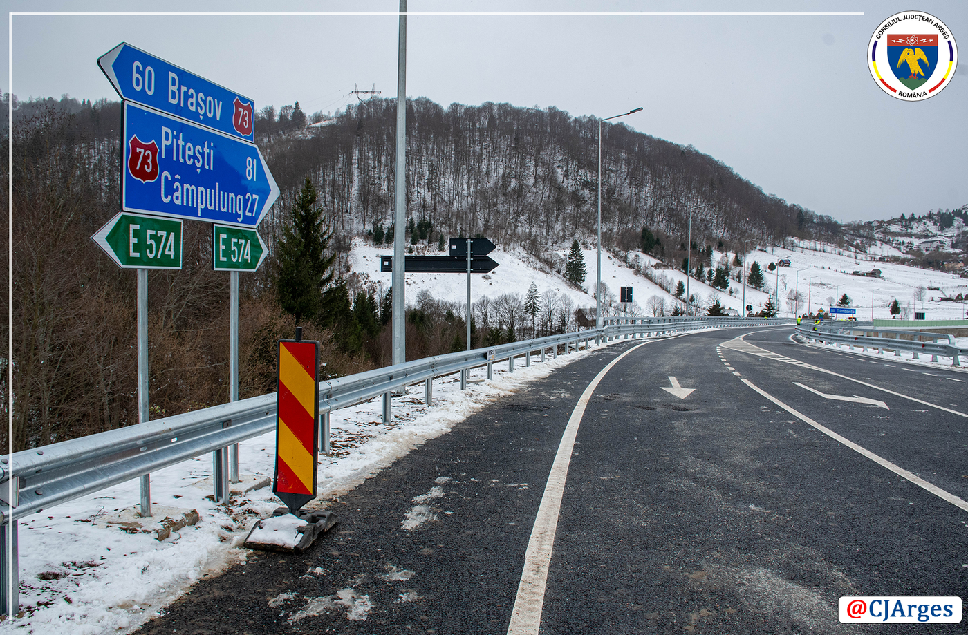 A fost deschis circulaţiei Podul Dâmboviţei, care face legătura între judeţele Argeş şi Braşov / Este cel mai lung pod în arc din România, investiţie de peste 46 de milioane de lei VIDEO