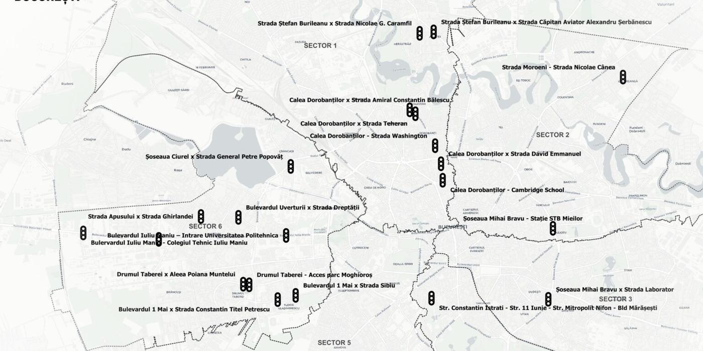 21 de intersecții și treceri de pietoni din sectoarele 1, 2, 3, 4 și 6 din București urmează să fie semaforizate