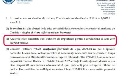 Comisia de etică a UBB: Teza de doctorat a lui Lucian Bode ”profund viciată”, a ”plagiat”. Ministrul: Voi merge în instanță