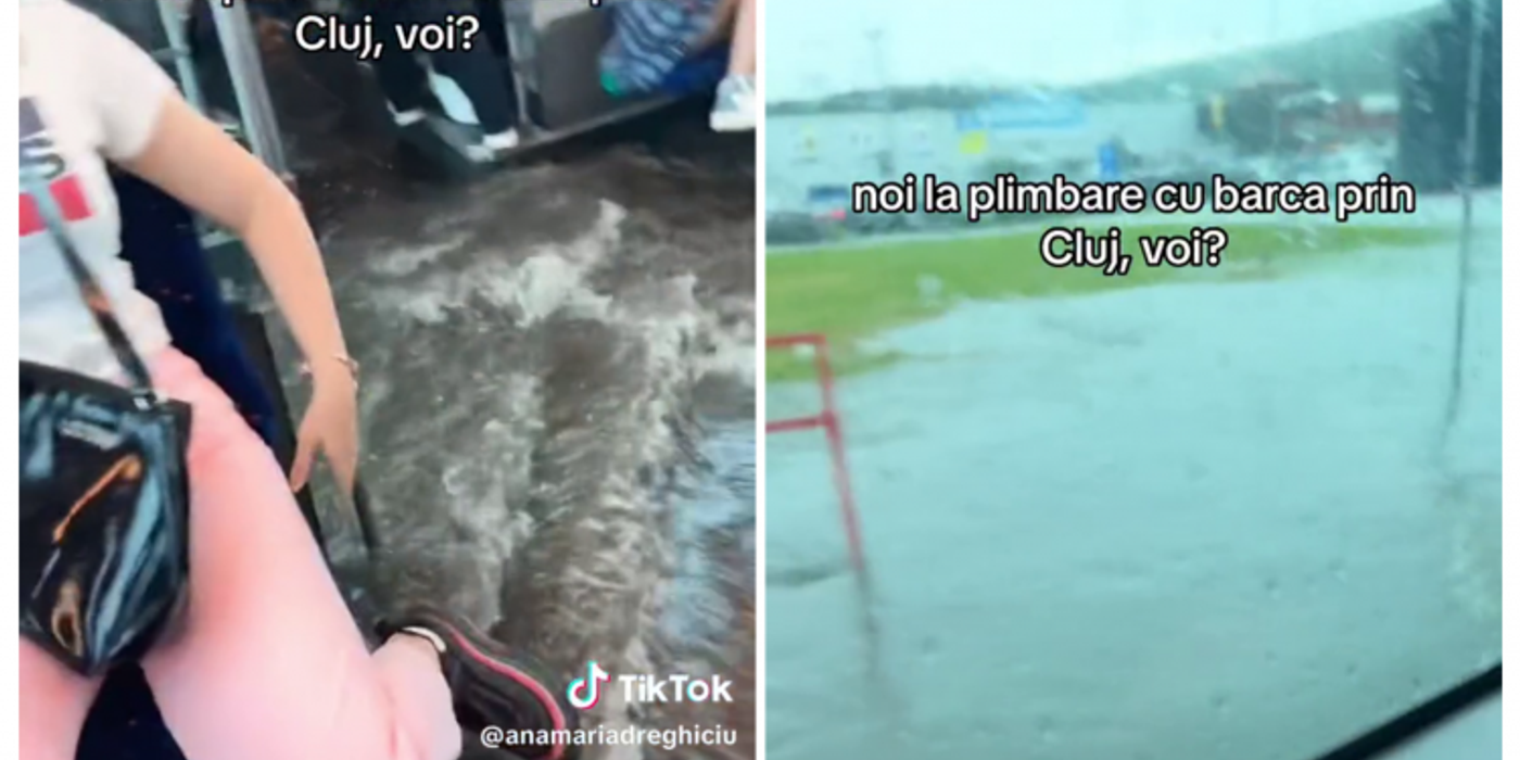 Furtuna puternică de duminică după-amiaza a inundat din nou parcarea de la Vivo Cluj