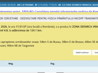 Cutremur cu magnitudinea de 4,9 în zona Vrancea, resimțit în Constanța și în mai multe regiuni din țară