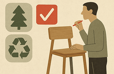 Design industrial cu lemn FSC și metal reciclabil