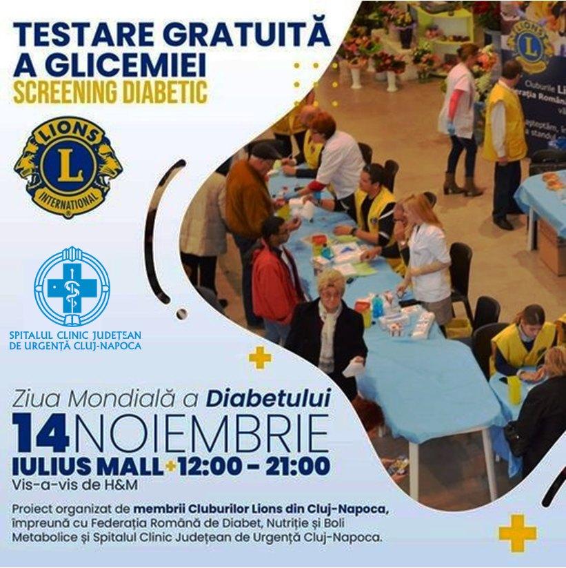 Testare gratuită a glicemiei, de Ziua Mondială a Diabetului, la Spitalul Clinic Județean de Urgență Cluj-Napoca