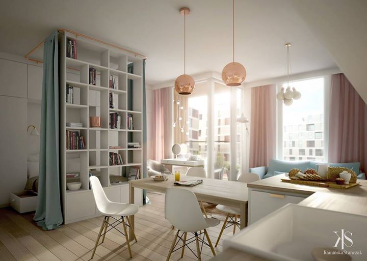 O amenajare feminina pentru un apartament tip studio din Polonia