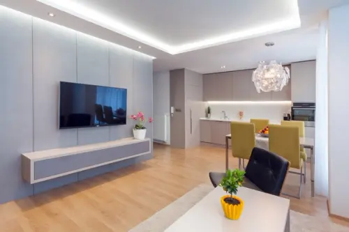 Design minimalist si culori neutre intr-un apartament de 2 camere